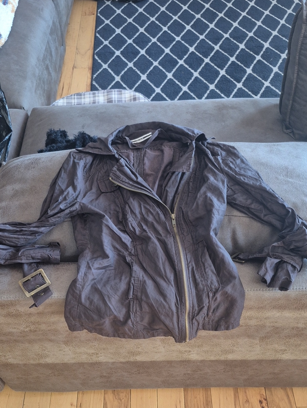 CB casual Women's Dark Brown Lightweight Zip-Front Jacket